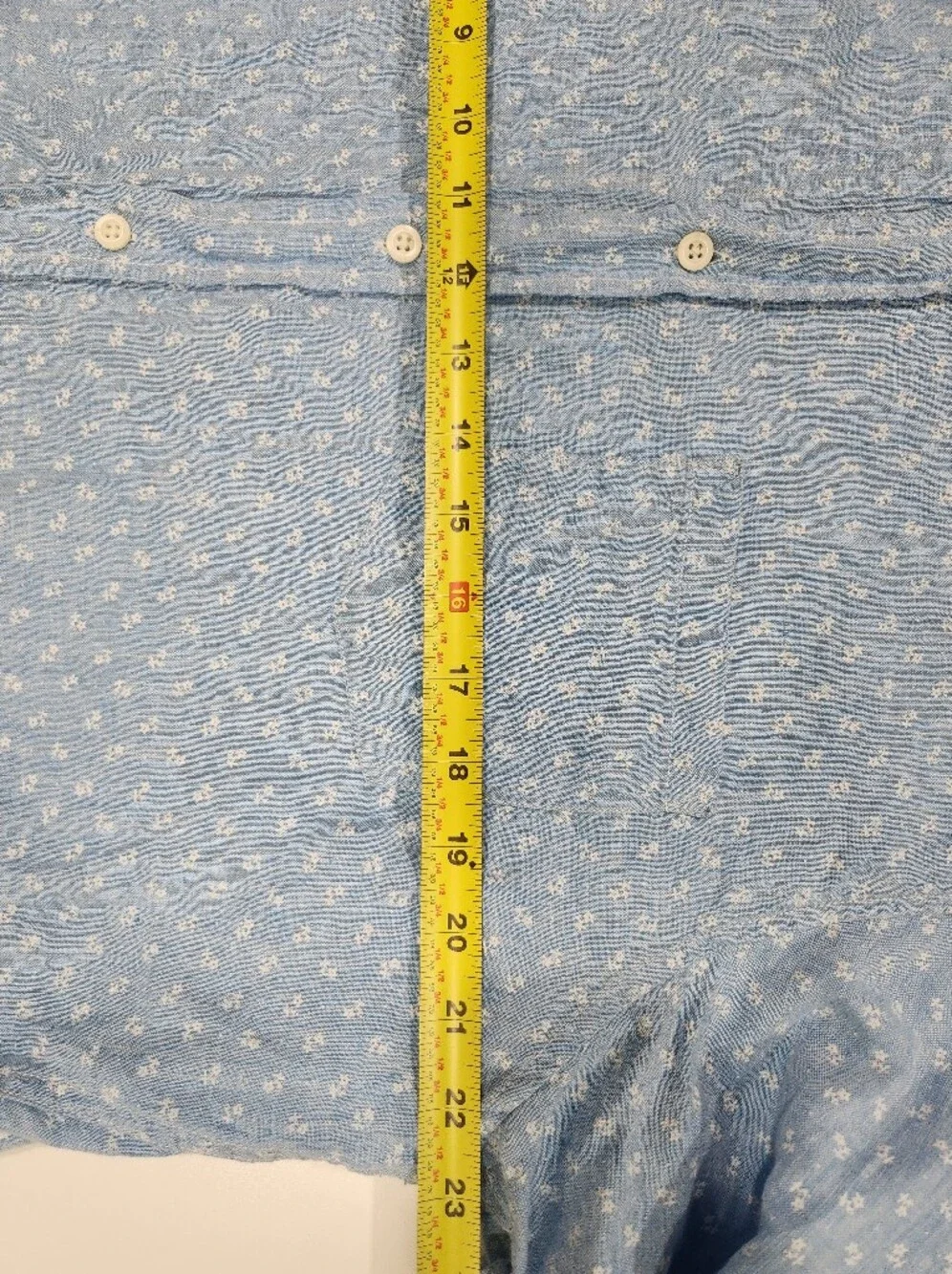 Banana Republic Blue Floral 100% Linen Camden Fit Short Sleeve Shirt Size L